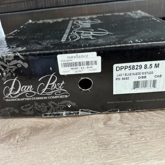 Dan Post Blue Suede / Studded Low Rise Western Style Boots - Picture 5 of 6